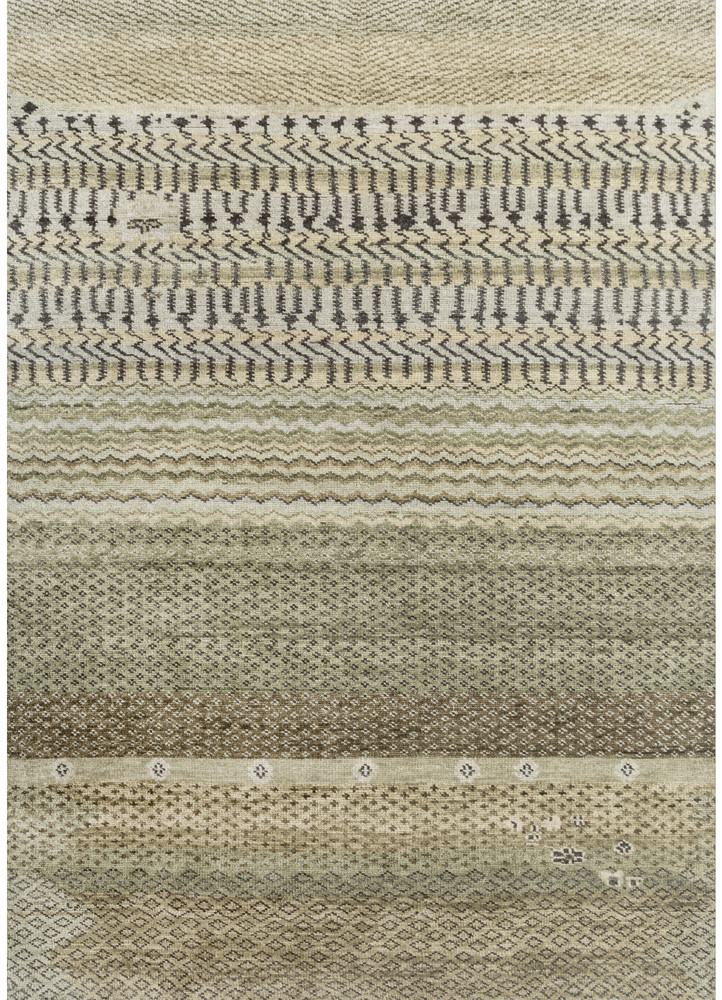  green wool Hand Knotted Rug