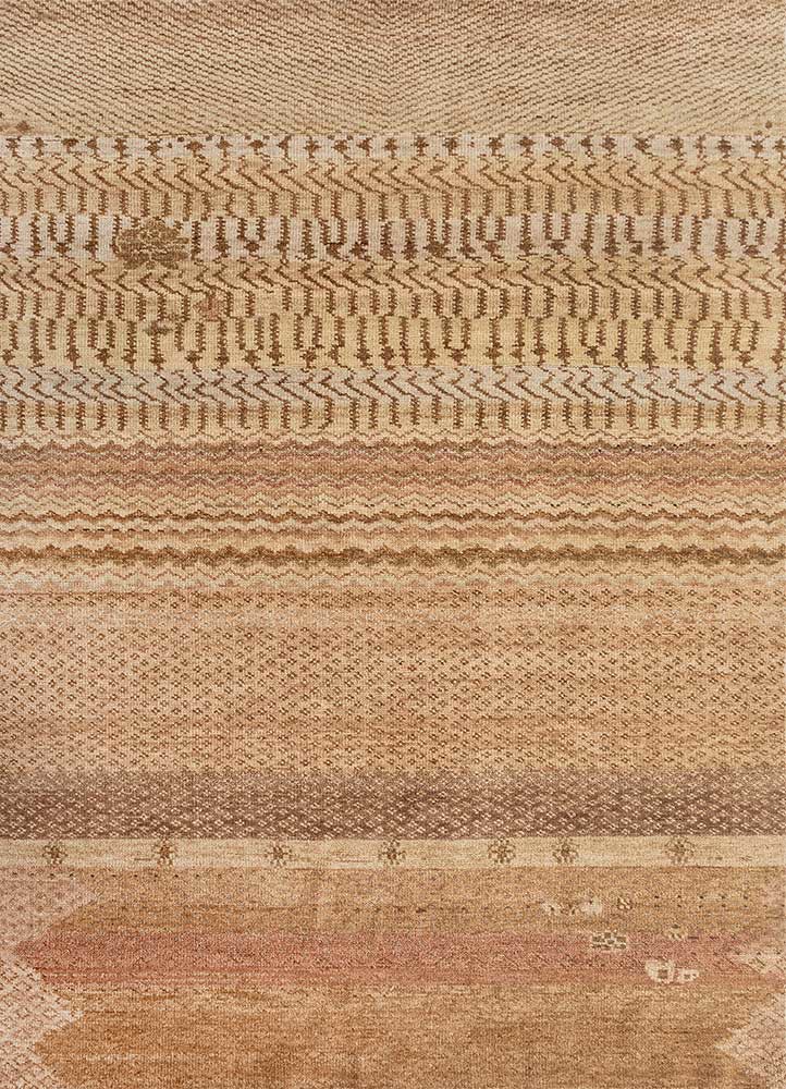  beige and brown wool Hand Knotted Rug