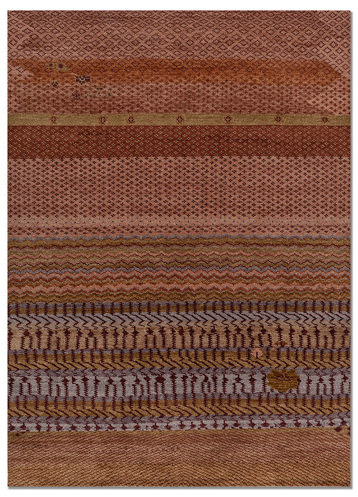  red and orange wool Hand Knotted Rug