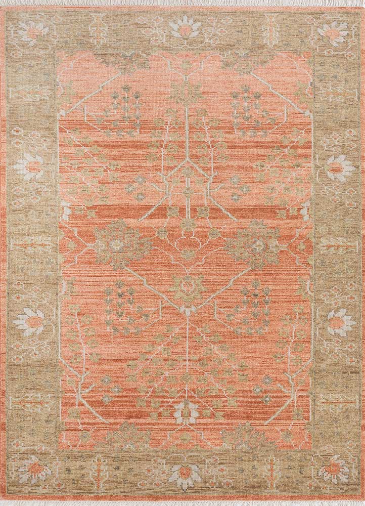 savana red and orange wool Hand Knotted Rug - HeadShot