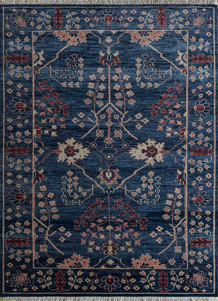 savana blue wool Hand Knotted Rug - HeadShot