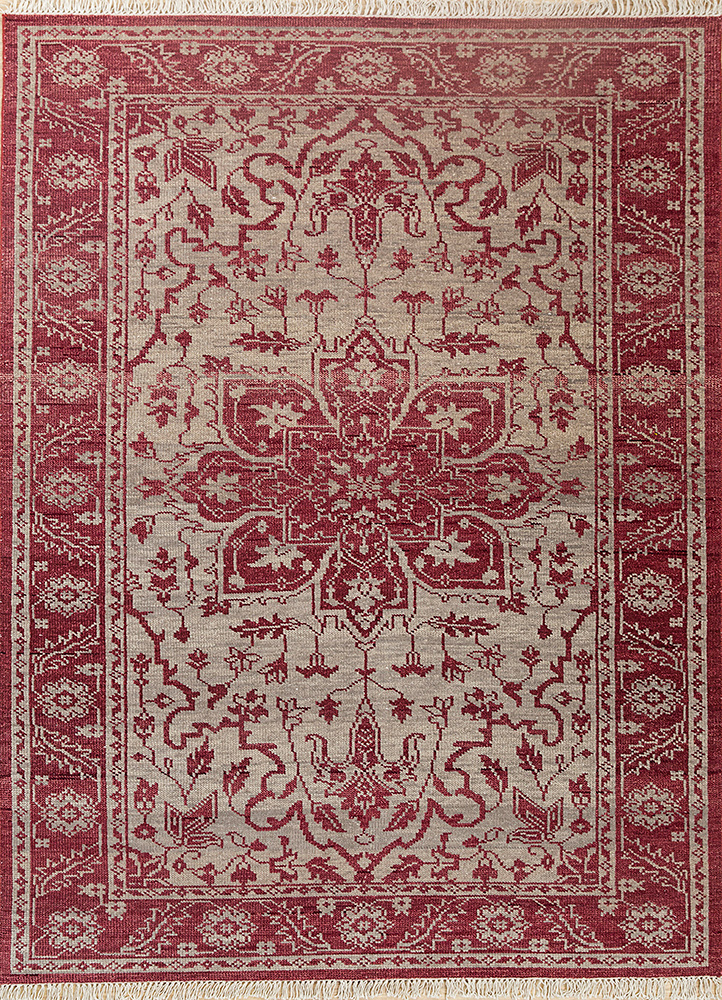 savana red and orange wool Hand Knotted Rug - HeadShot