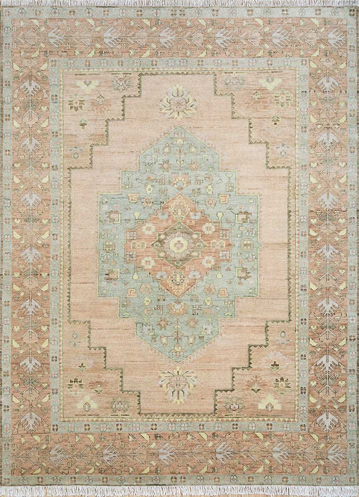  beige and brown wool Hand Knotted Rug