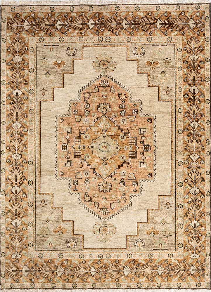 savana gold wool Hand Knotted Rug - HeadShot