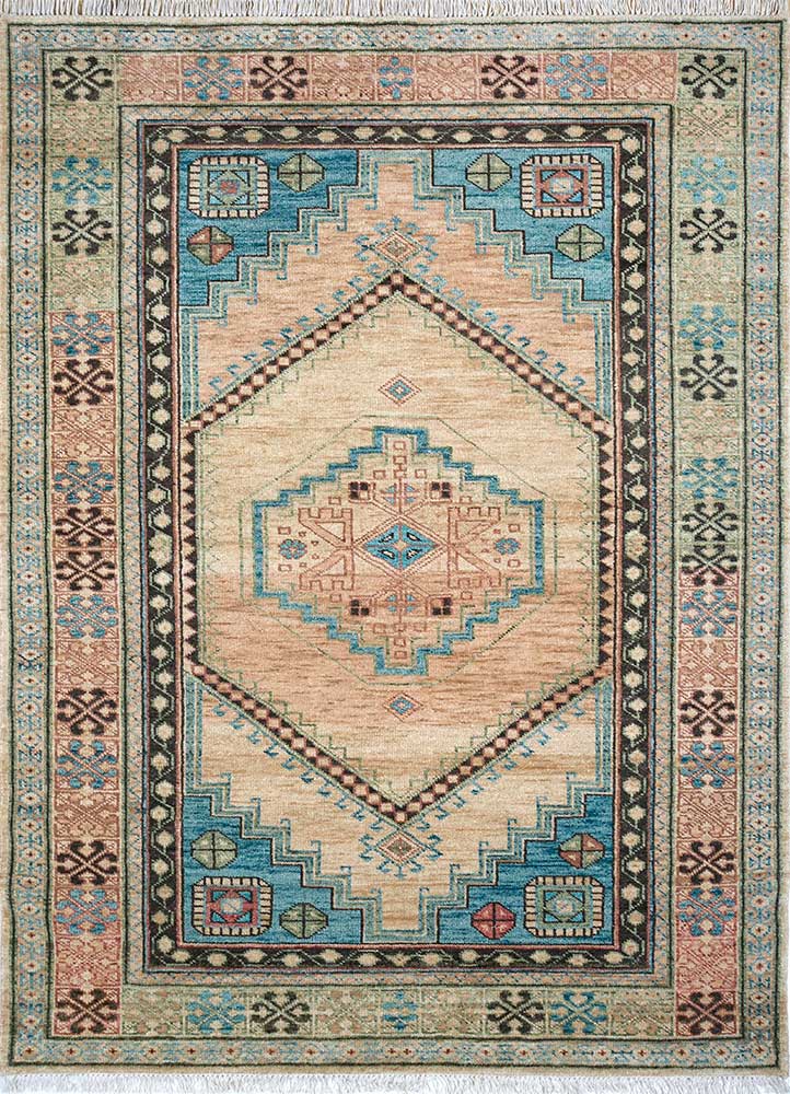  blue wool Hand Knotted Rug