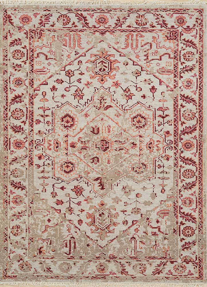  red and orange wool Hand Knotted Rug