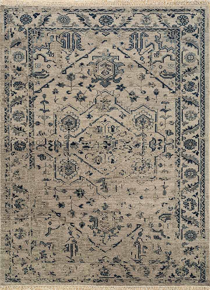  beige and brown wool Hand Knotted Rug