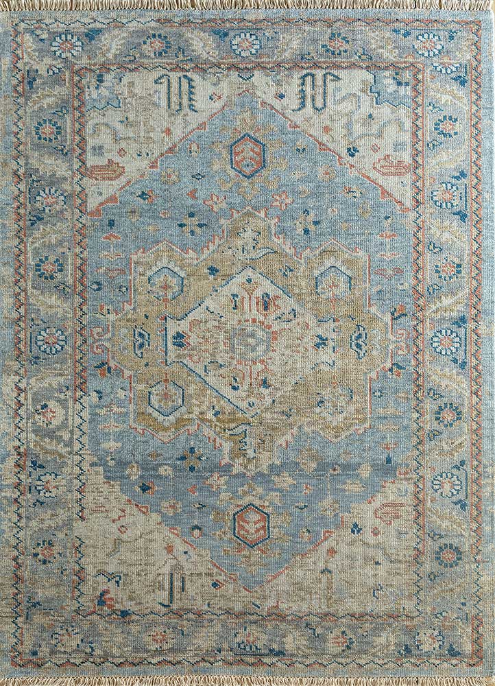  blue wool Hand Knotted Rug