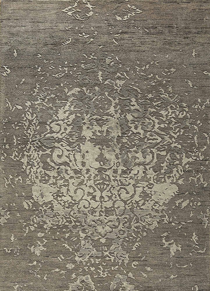 clan grey and black wool Hand Knotted Rug - HeadShot