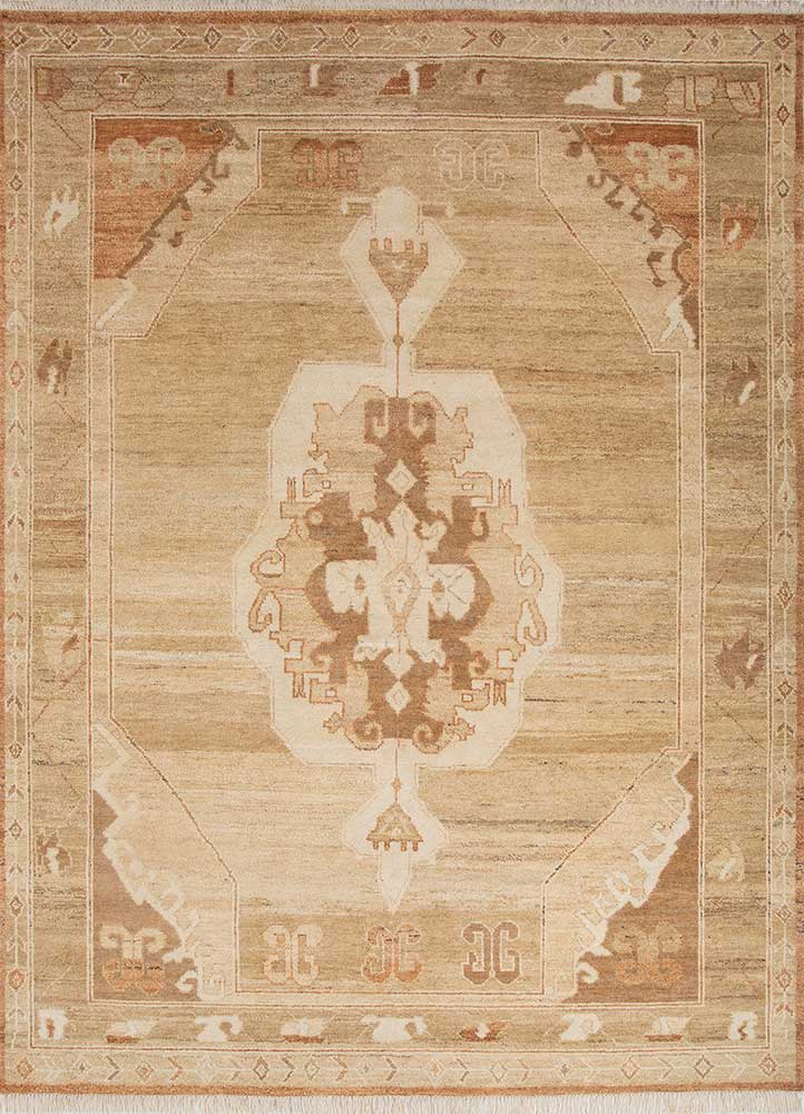 savana beige and brown wool Hand Knotted Rug - HeadShot