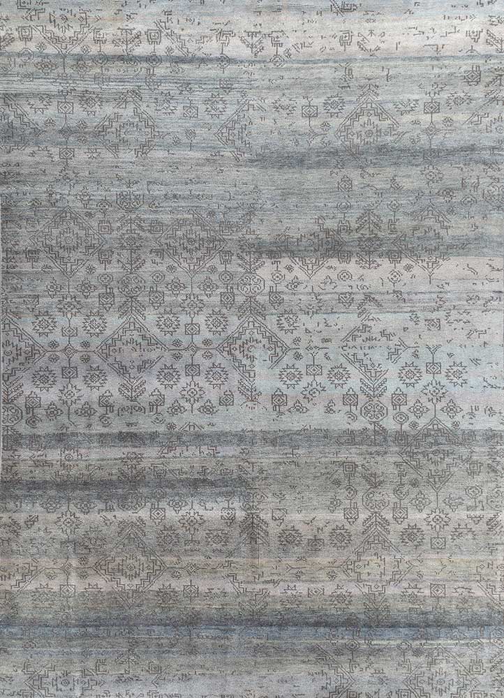  blue wool Hand Knotted Rug