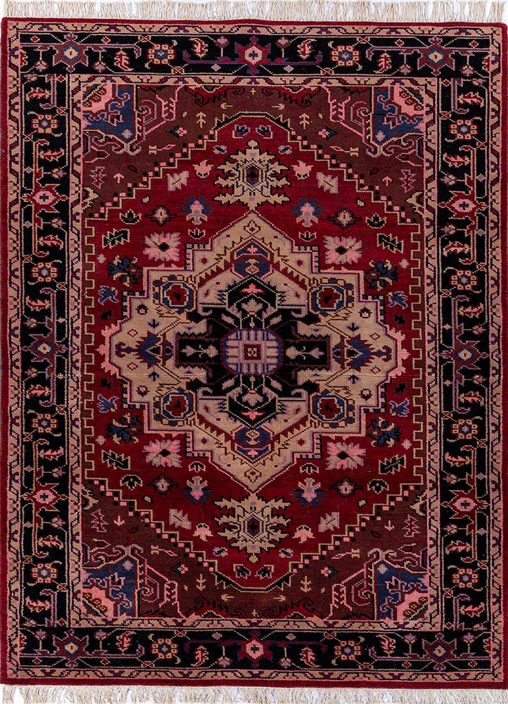 savana red and orange wool Hand Knotted Rug - HeadShot