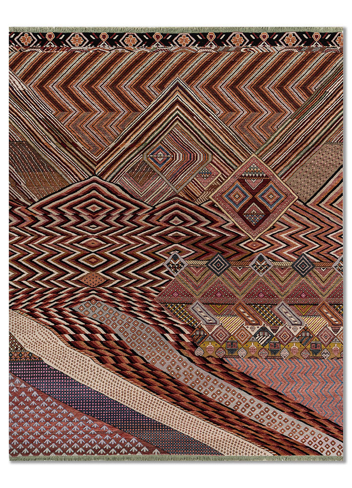 manchaha red and orange wool Hand Knotted Rug - HeadShot manchaha red and orange wool Hand Knotted Rug - HeadShot