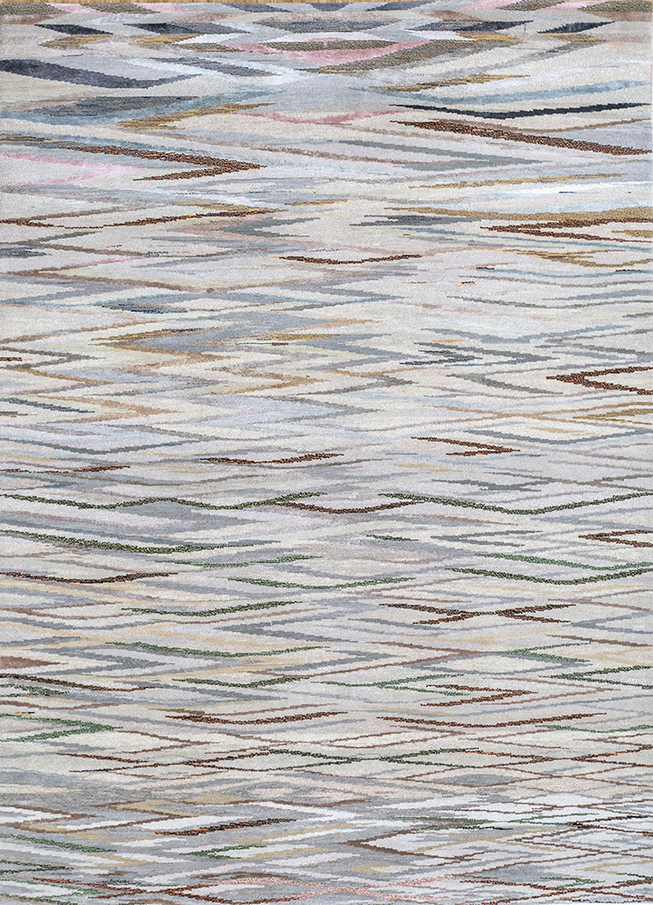 manchaha grey and black wool and bamboo silk Hand Knotted Rug - HeadShot