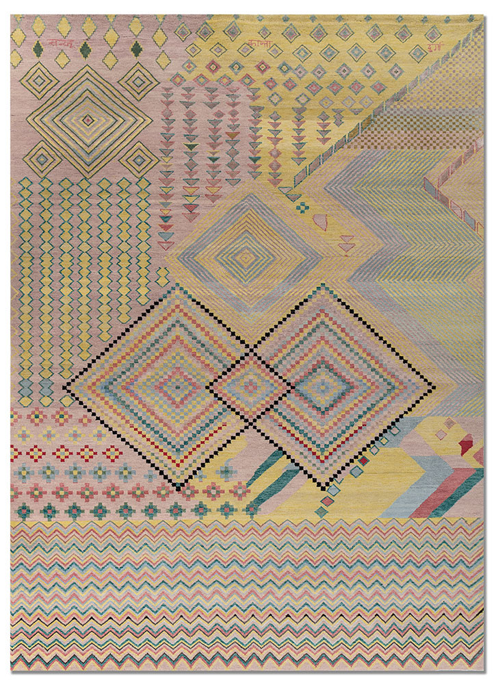 Kaju Katli multi wool and bamboo silk Hand Knotted Rug