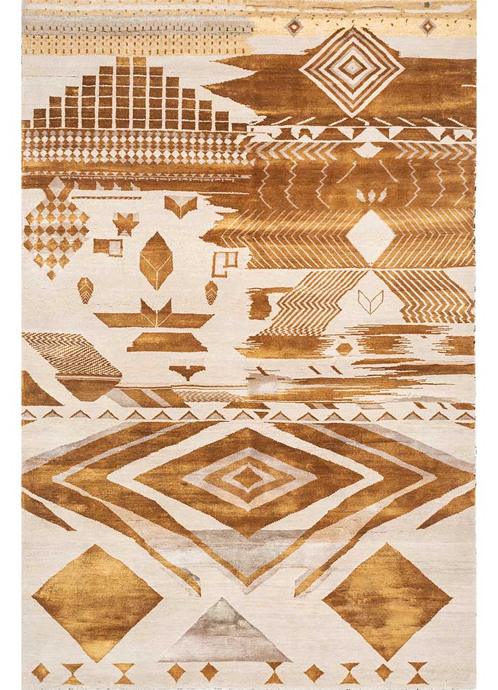 freedom manchaha ivory wool and bamboo silk Hand Knotted Rug - HeadShot