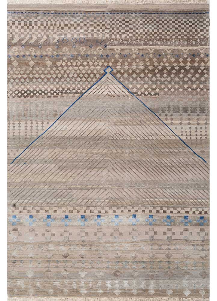 manchaha ivory wool and bamboo silk Hand Knotted Rug - HeadShot