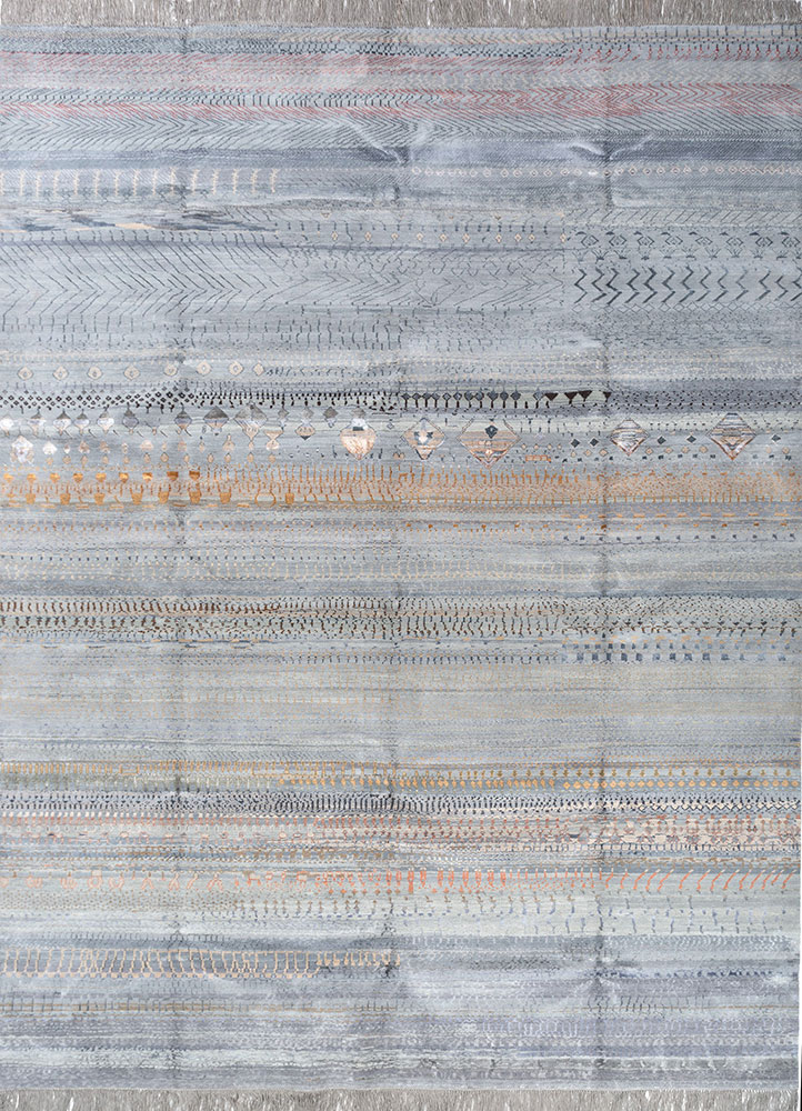 manchaha blue wool and bamboo silk Hand Knotted Rug - HeadShot manchaha blue wool and bamboo silk Hand Knotted Rug - HeadShot