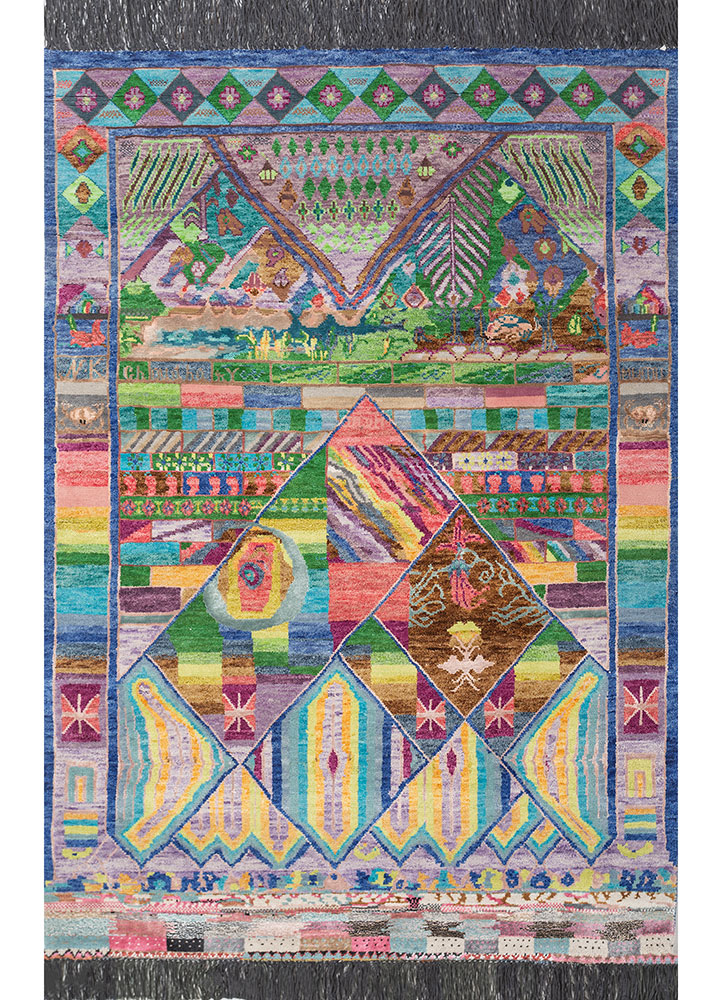 manchaha ivory wool and bamboo silk Hand Knotted Rug - HeadShot