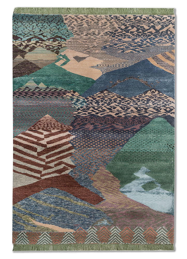 Ghich Pich beige and brown wool and bamboo silk Hand Knotted Rug