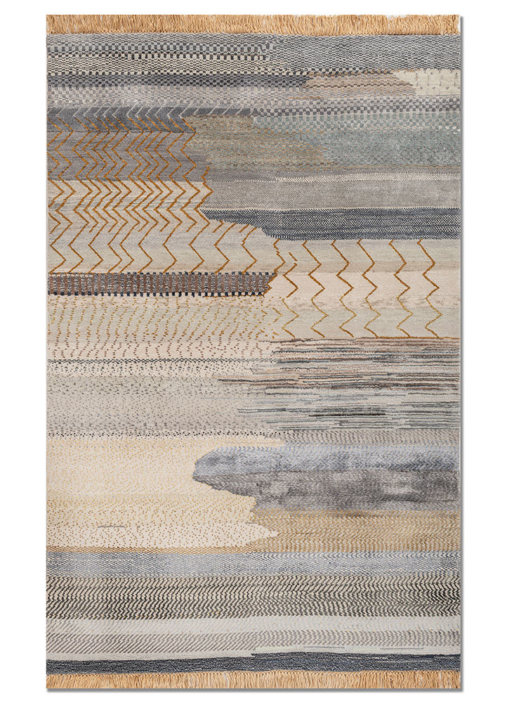 Barkha ivory wool and bamboo silk Hand Knotted Rug