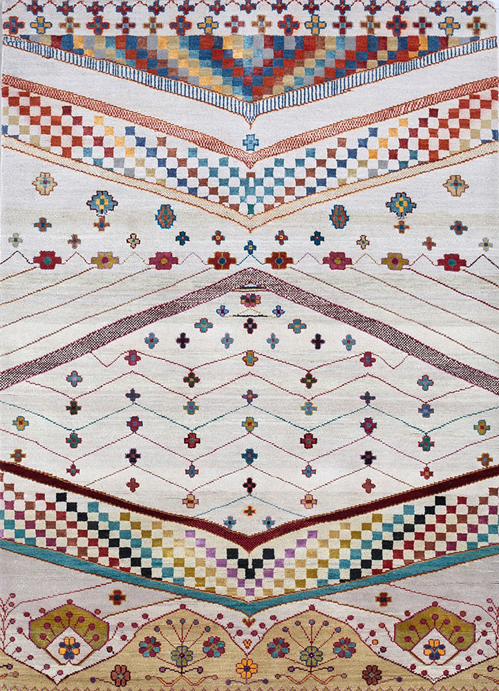 Rang Biranaga multi wool and bamboo silk Hand Knotted Rug