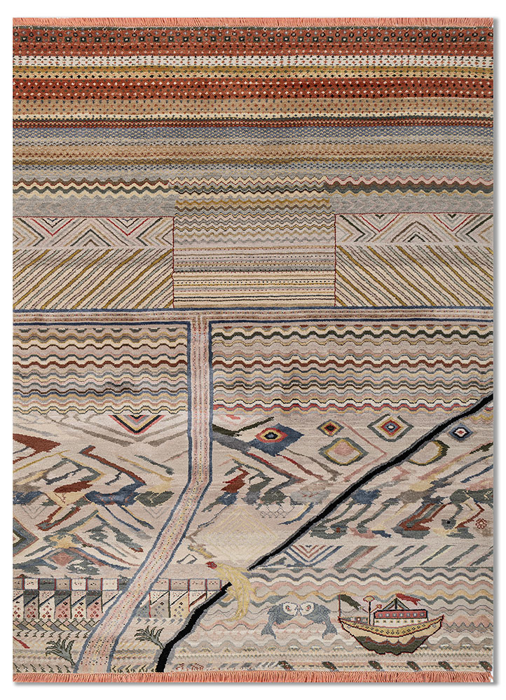 manchaha beige and brown wool and bamboo silk Hand Knotted Rug - HeadShot manchaha beige and brown wool and bamboo silk Hand Knotted Rug - HeadShot