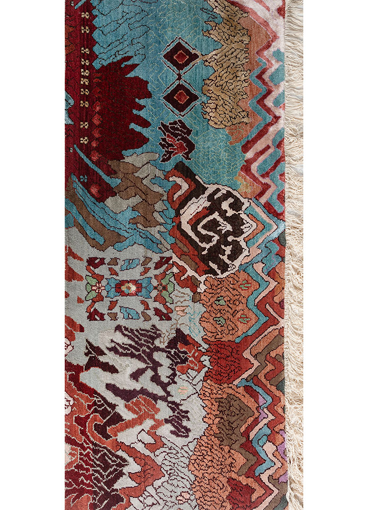 manchaha ivory wool and bamboo silk Hand Knotted Rug - HeadShot