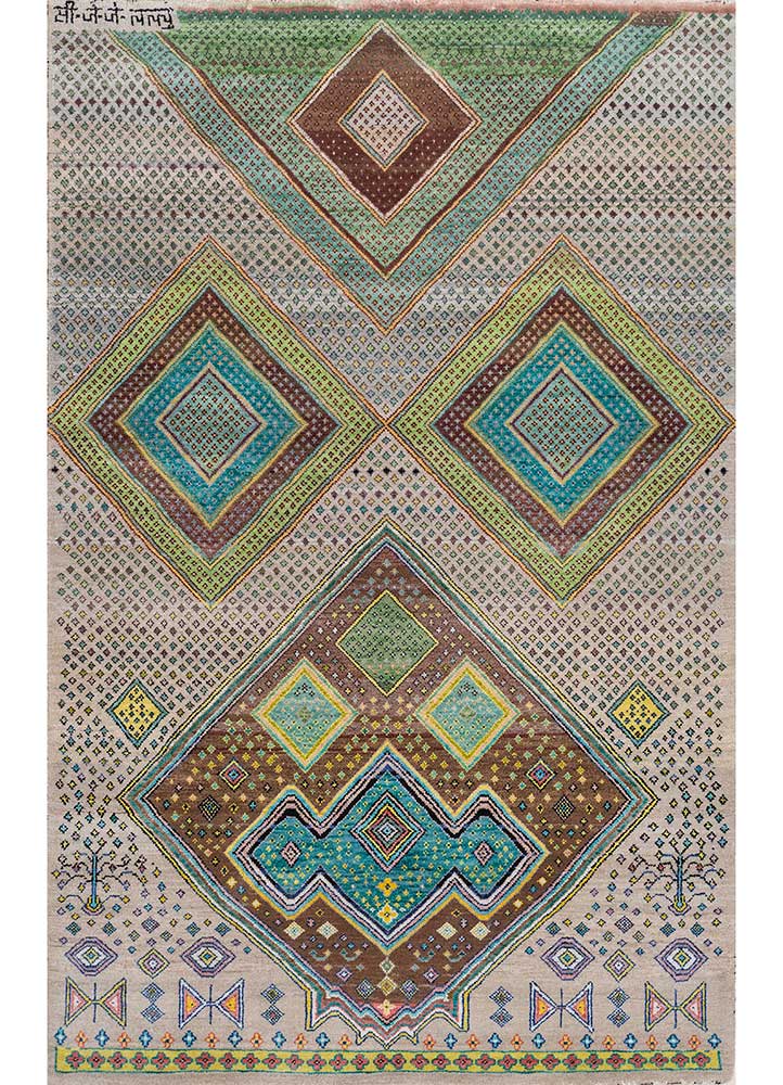 freedom manchaha ivory wool and bamboo silk Hand Knotted Rug - HeadShot