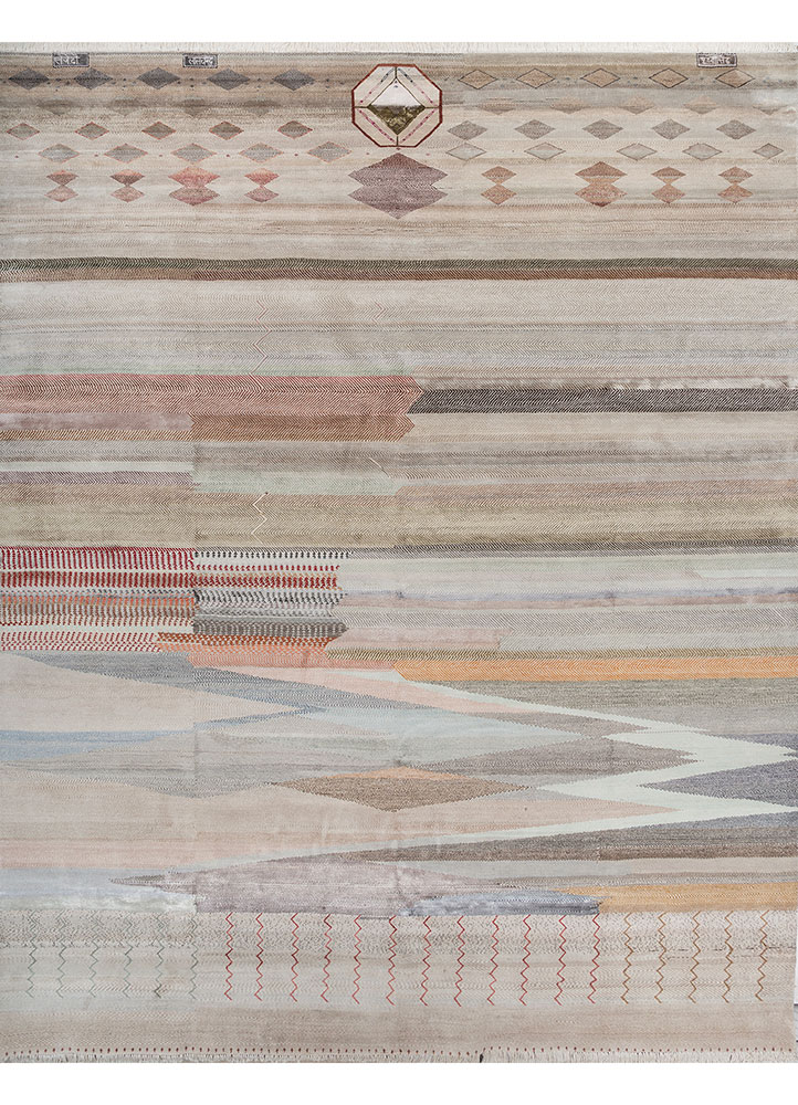 freedom manchaha ivory wool and bamboo silk Hand Knotted Rug - HeadShot