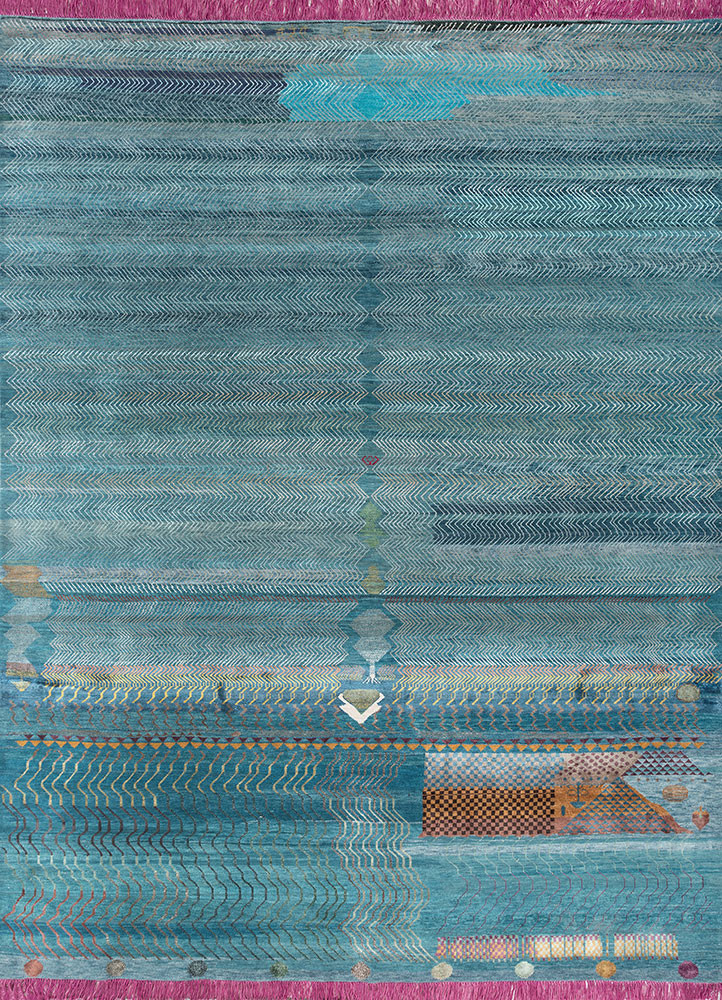 freedom manchaha blue wool and bamboo silk Hand Knotted Rug - HeadShot freedom manchaha blue wool and bamboo silk Hand Knotted Rug - HeadShot