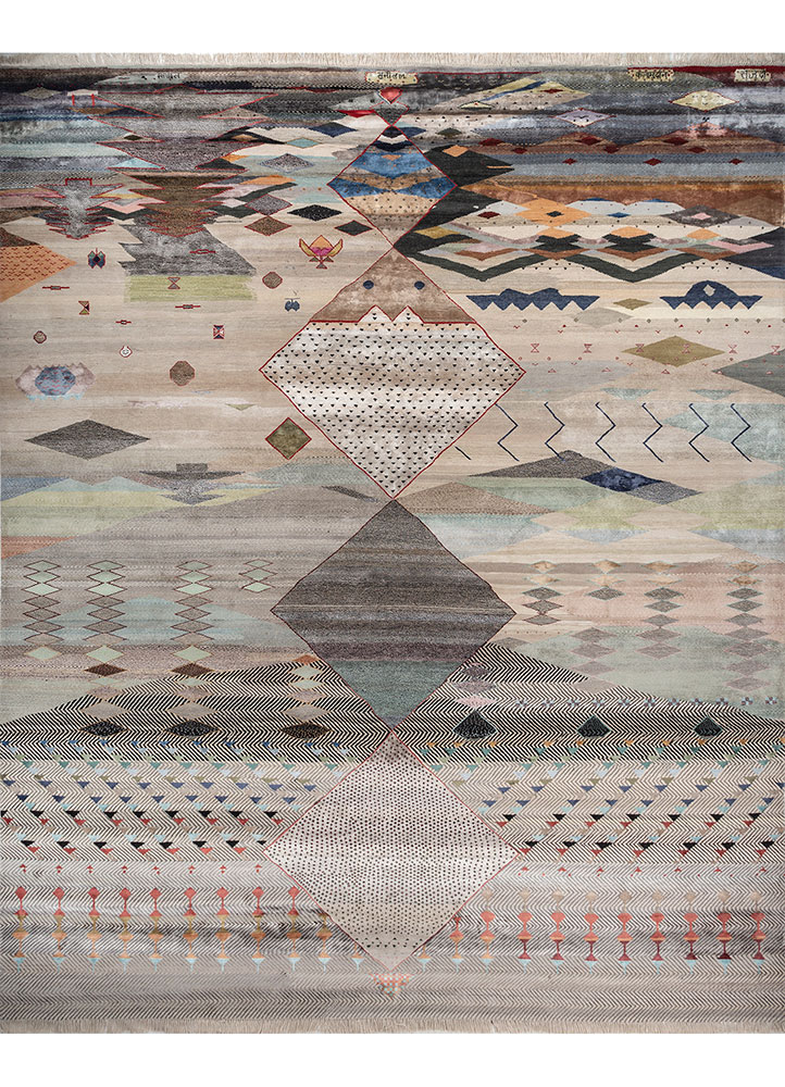 freedom manchaha ivory wool and bamboo silk Hand Knotted Rug - HeadShot