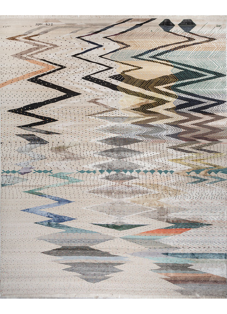freedom manchaha ivory wool and bamboo silk Hand Knotted Rug - HeadShot