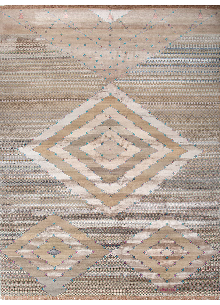 freedom manchaha beige and brown wool and bamboo silk Hand Knotted Rug - HeadShot freedom manchaha beige and brown wool and bamboo silk Hand Knotted Rug - HeadShot