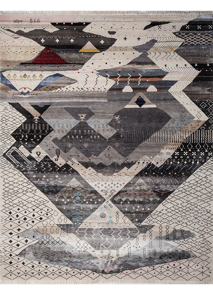 freedom manchaha ivory wool and bamboo silk Hand Knotted Rug - HeadShot