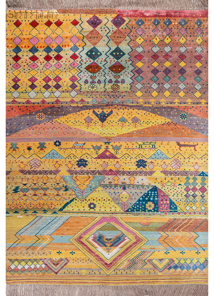 Darpan gold wool and bamboo silk Hand Knotted Rug