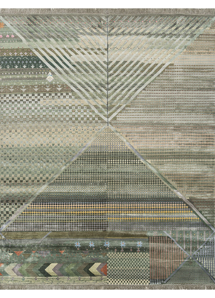 freedom manchaha green wool and bamboo silk Hand Knotted Rug - HeadShot freedom manchaha green wool and bamboo silk Hand Knotted Rug - HeadShot