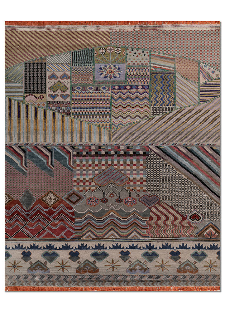Naya Andaz multi wool and bamboo silk Hand Knotted Rug
