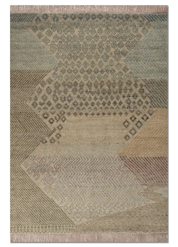Matka green wool Hand Knotted Rug