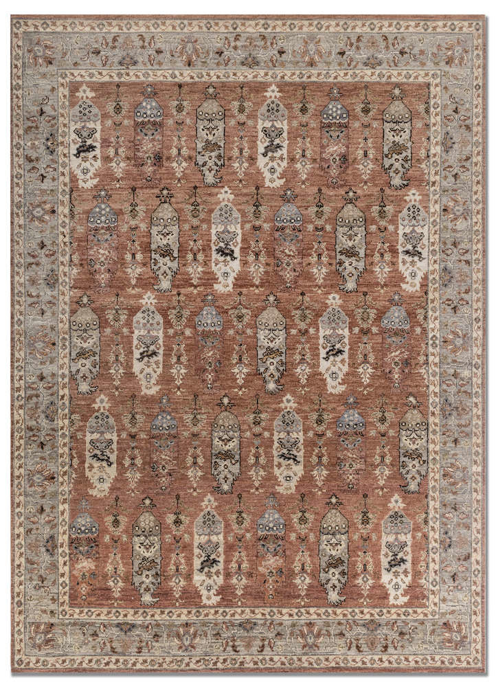  red and orange wool Hand Knotted Rug