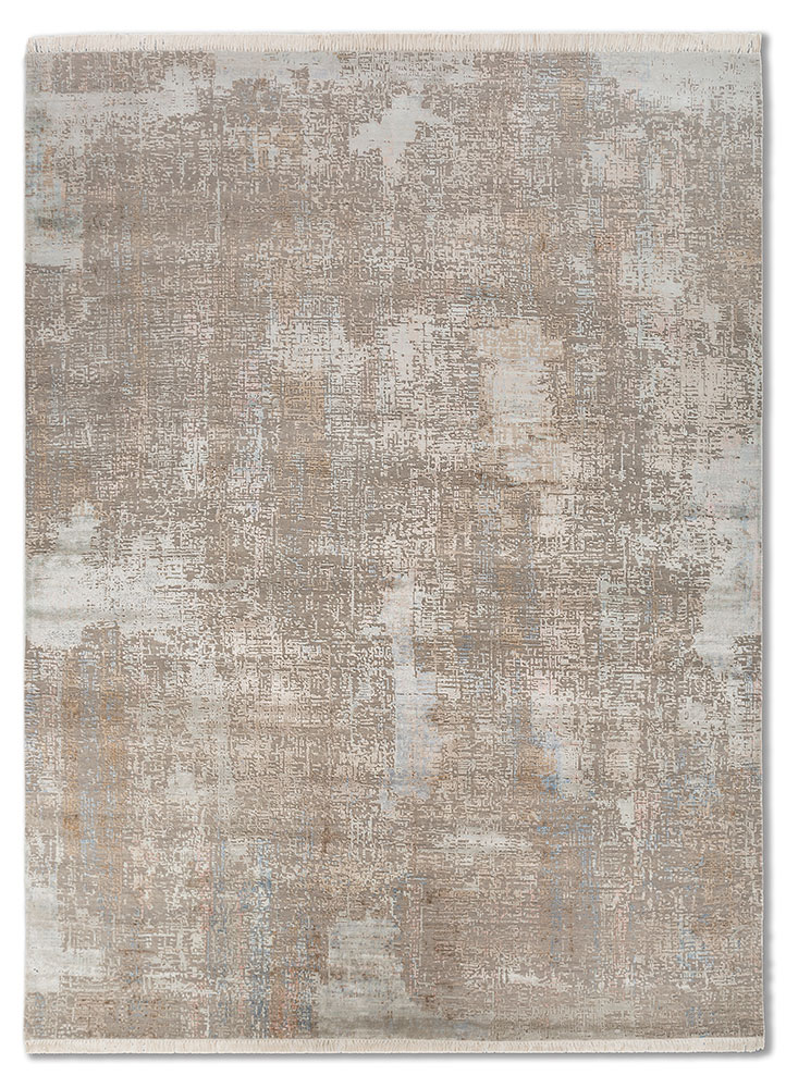 entropy grey and black wool and bamboo silk Hand Knotted Rug - HeadShot