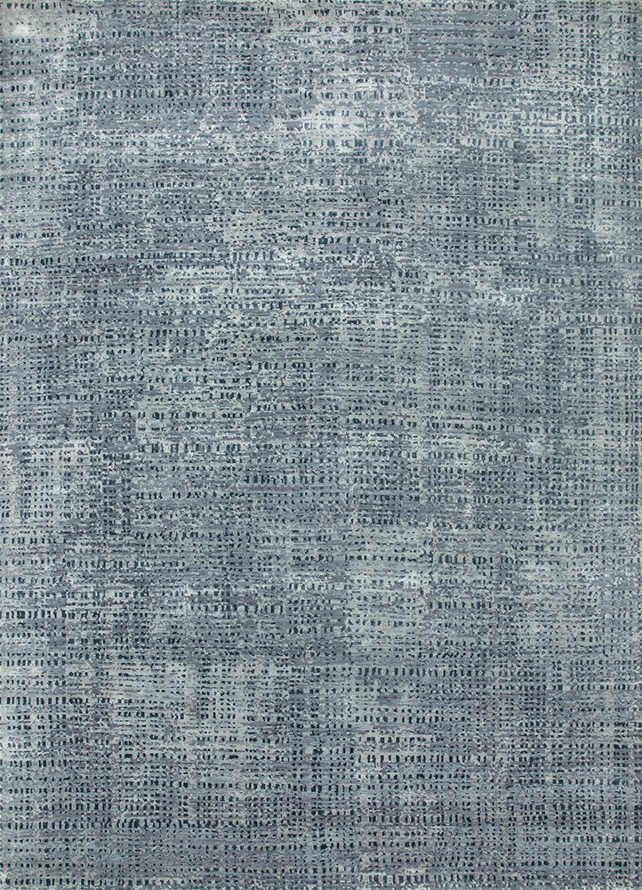  grey and black wool and bamboo silk Hand Knotted Rug