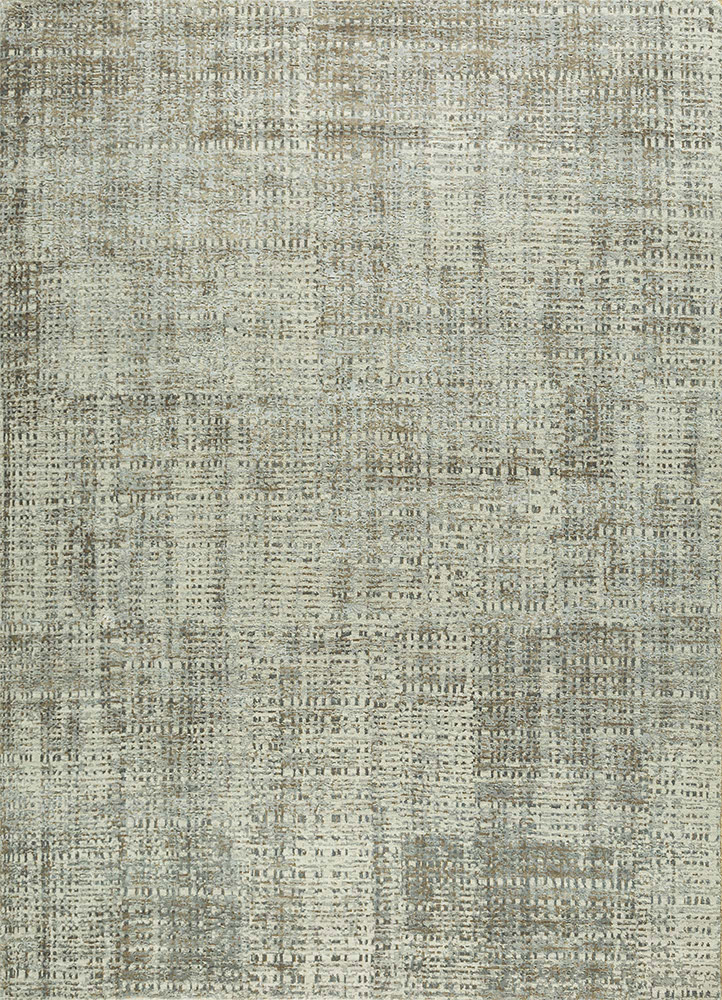  beige and brown wool and bamboo silk Hand Knotted Rug