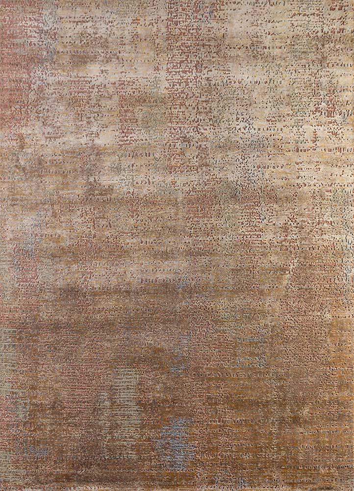  beige and brown wool and bamboo silk Hand Knotted Rug