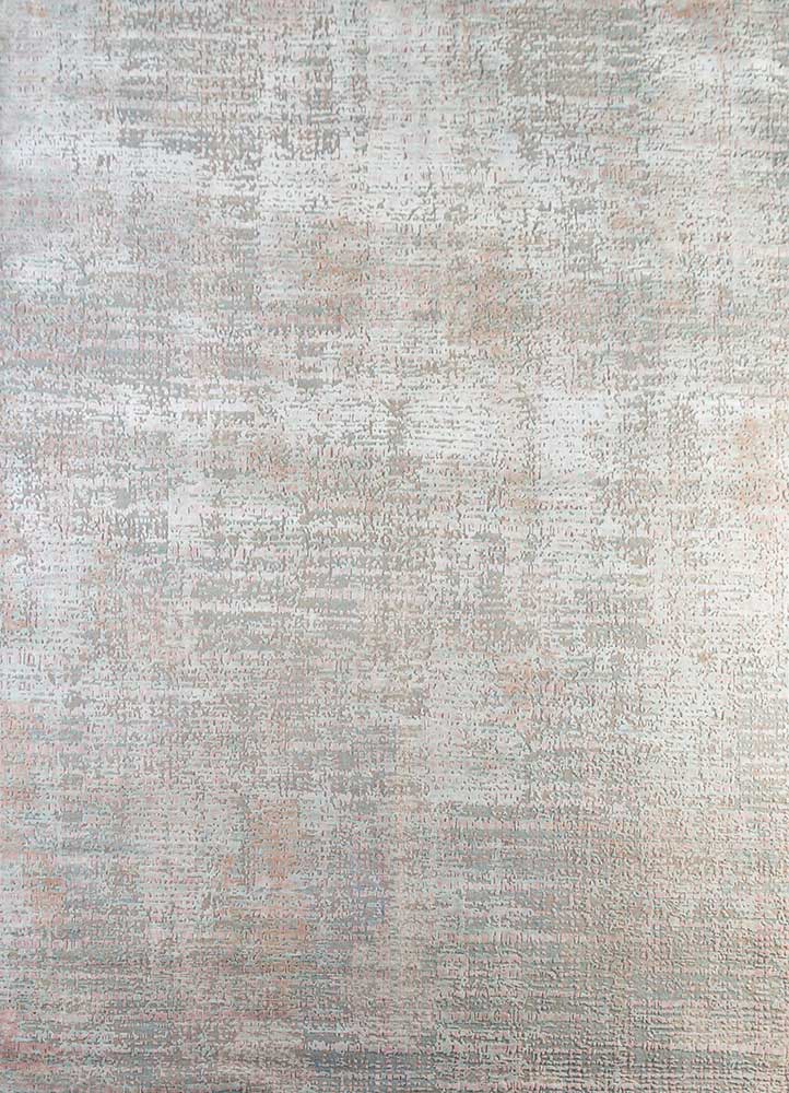  ivory wool and bamboo silk Hand Knotted Rug