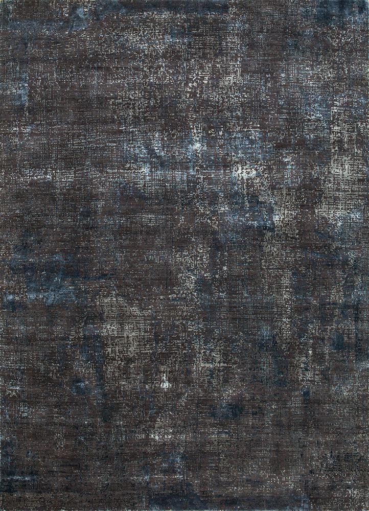  grey and black wool and bamboo silk Hand Knotted Rug