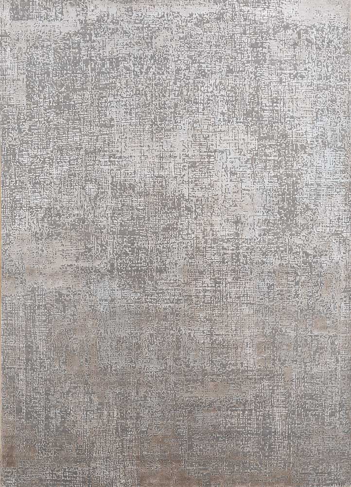 uvenuti grey and black wool and bamboo silk Hand Knotted Rug - HeadShot