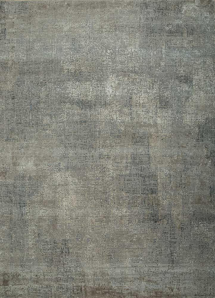  grey and black wool and bamboo silk Hand Knotted Rug