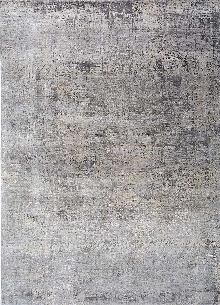  grey and black wool and bamboo silk Hand Knotted Rug