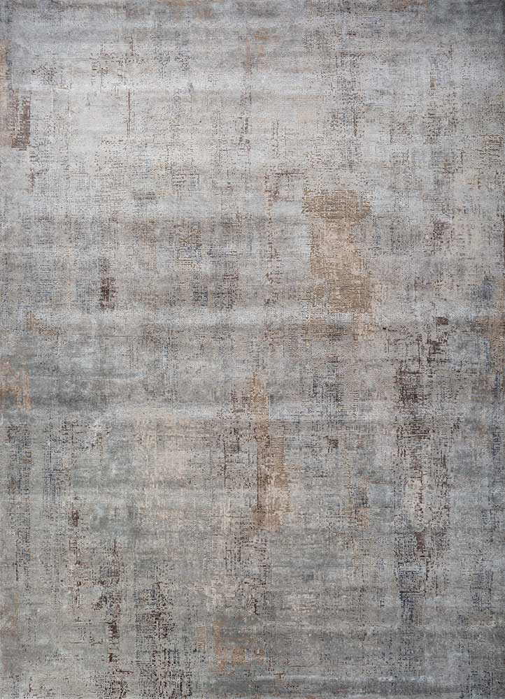  ivory wool and bamboo silk Hand Knotted Rug